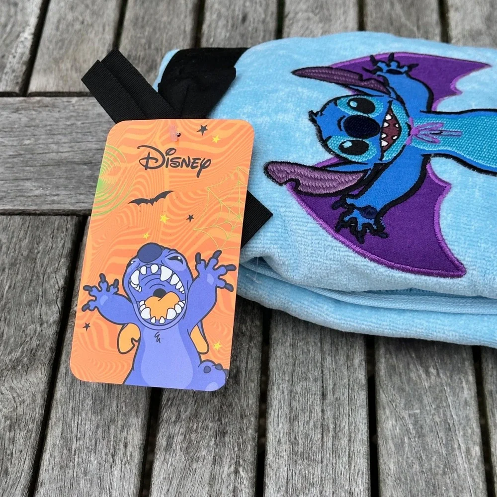 Disney Stitch Halloween Vampire Bat 2 Pack Hand Towels Blue Purple Cotton New